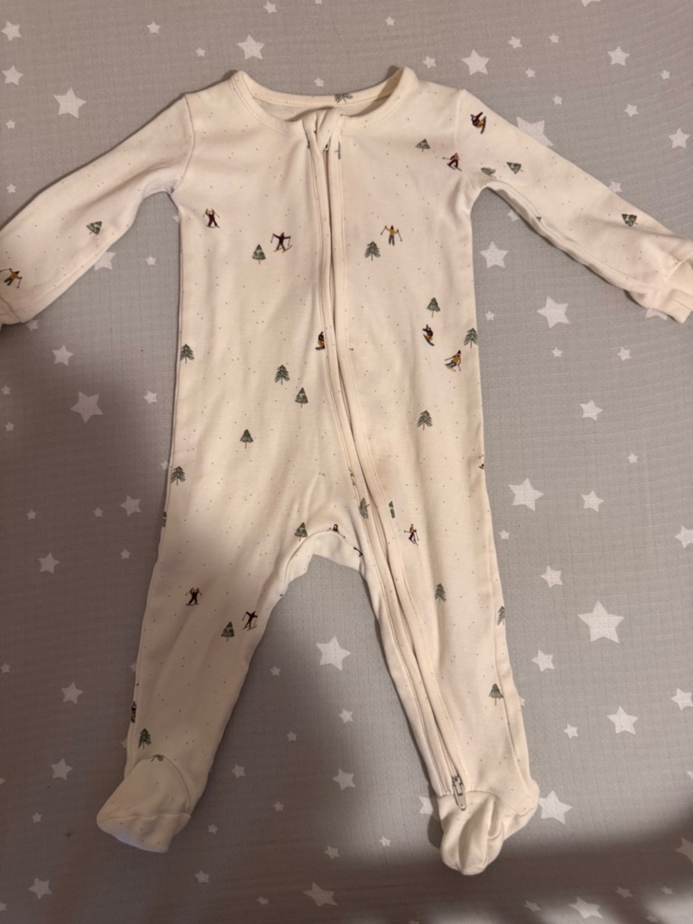 Colored Organics - Baby One-Piece Footed Sleeper with Ski Print